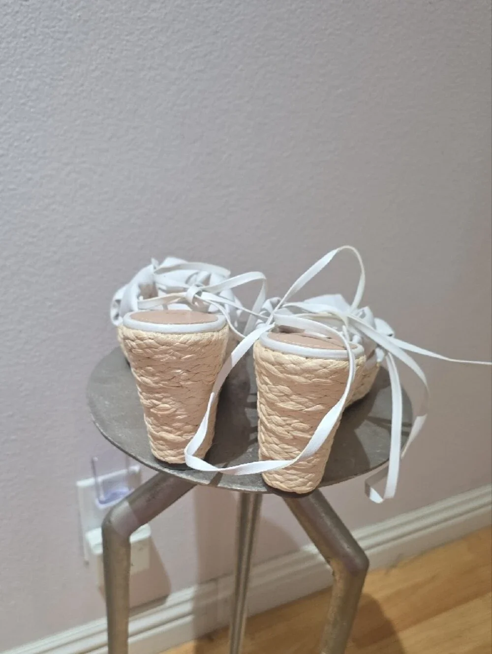 SCHUTZ White Braided Espadrille Wedge Sandals